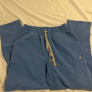 FIGS discontinued scrunch waist high waisted yola small petite ceil blue